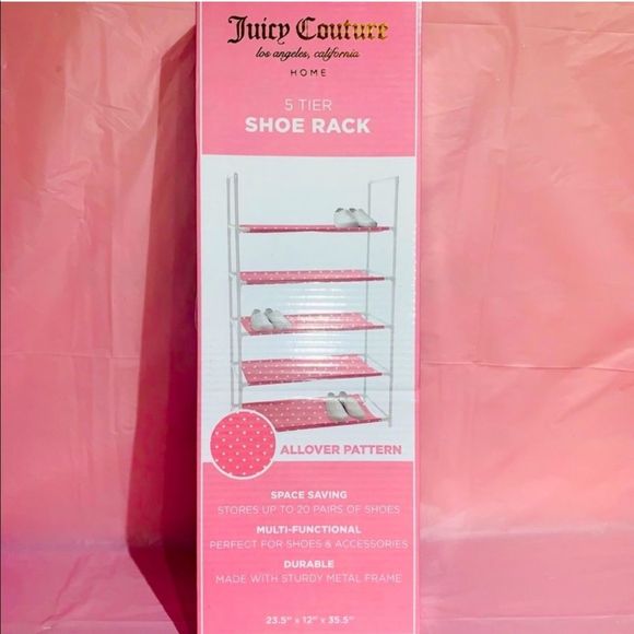 Juicy Couture Other - Juicy Couture 5 Tier Shoe Rack Closet Organizer Accessory Storage in Pink Hearts